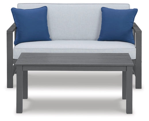 Fynnegan Outdoor Loveseat with Table (Set of 2)