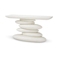 Eichholtz Azura console table in white with a sculptural stacked-pebble base