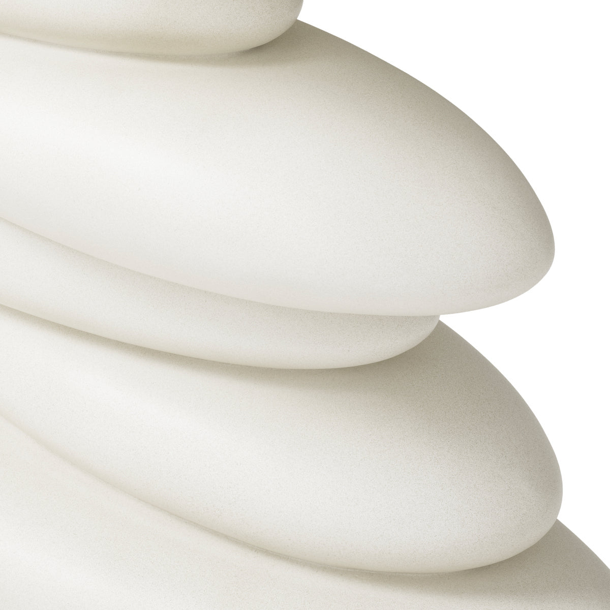 Close-up of the Azura console table white textured stacked-pebble base