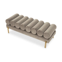 Oxley bench overhead angle showing velvet upholstered seat