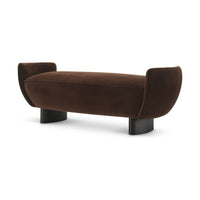 Eichholtz Stirling bench in Sonoma brown velvet with dark legs, three-quarter view