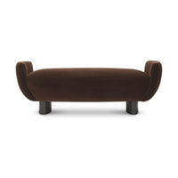 Stirling bench straight front view with raised upholstered ends
