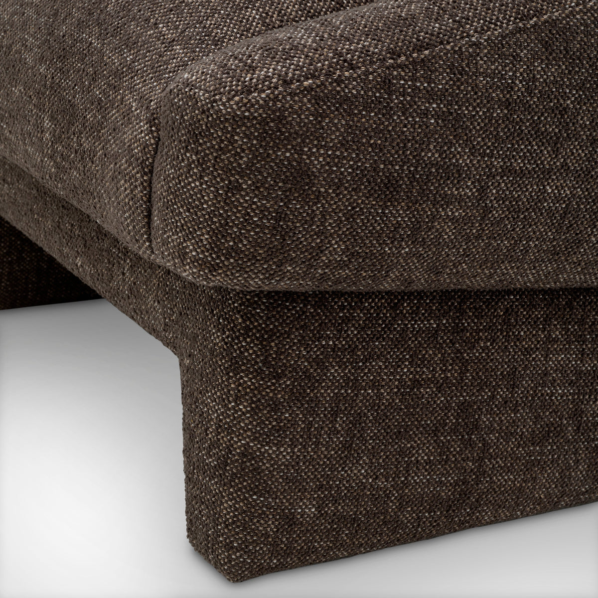 Close-up of the Valore chair Renato brown fabric weave, seat and upholstered base